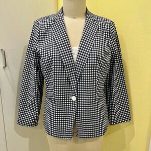 Talbots Navy and White Checkered Women's Blazer